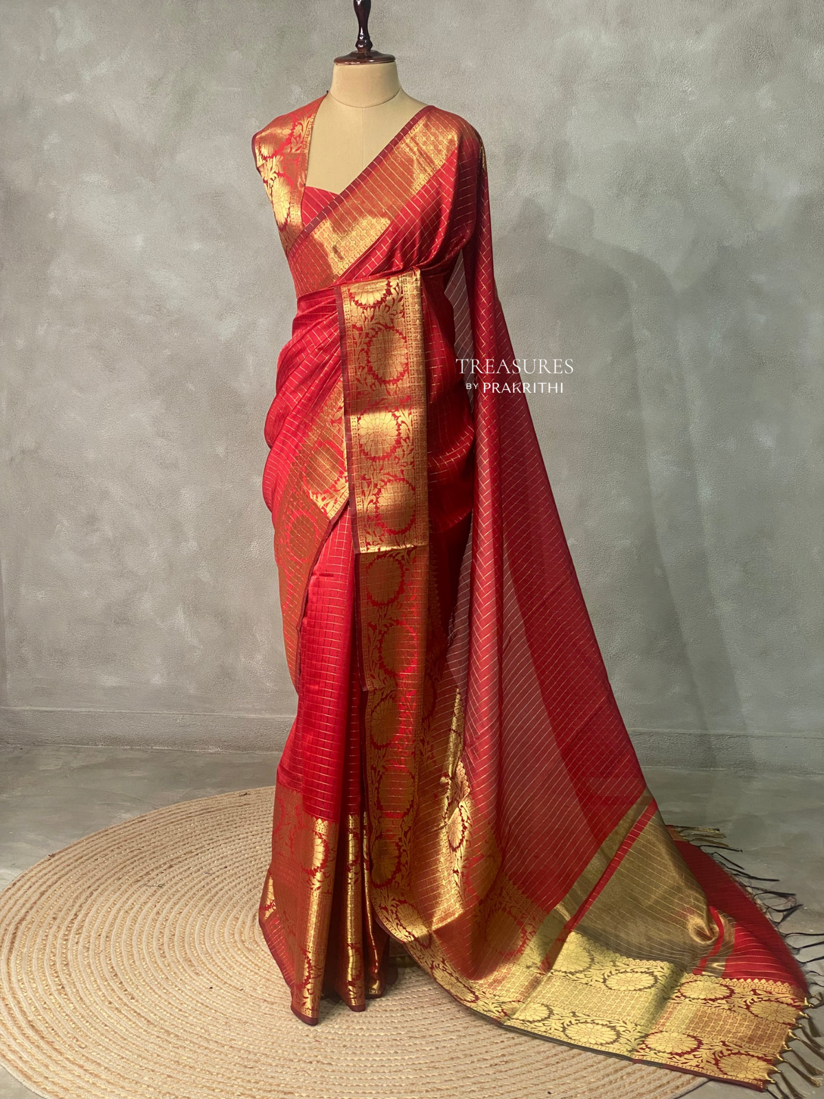Maroon red Semi Banarasi saree - LZ9E