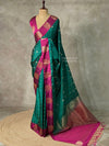 Peacock blue and Magenta pure soft silk saree - PSOFTD3