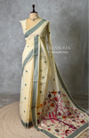 Sandal jamdani cotton silk saree- PBR47F