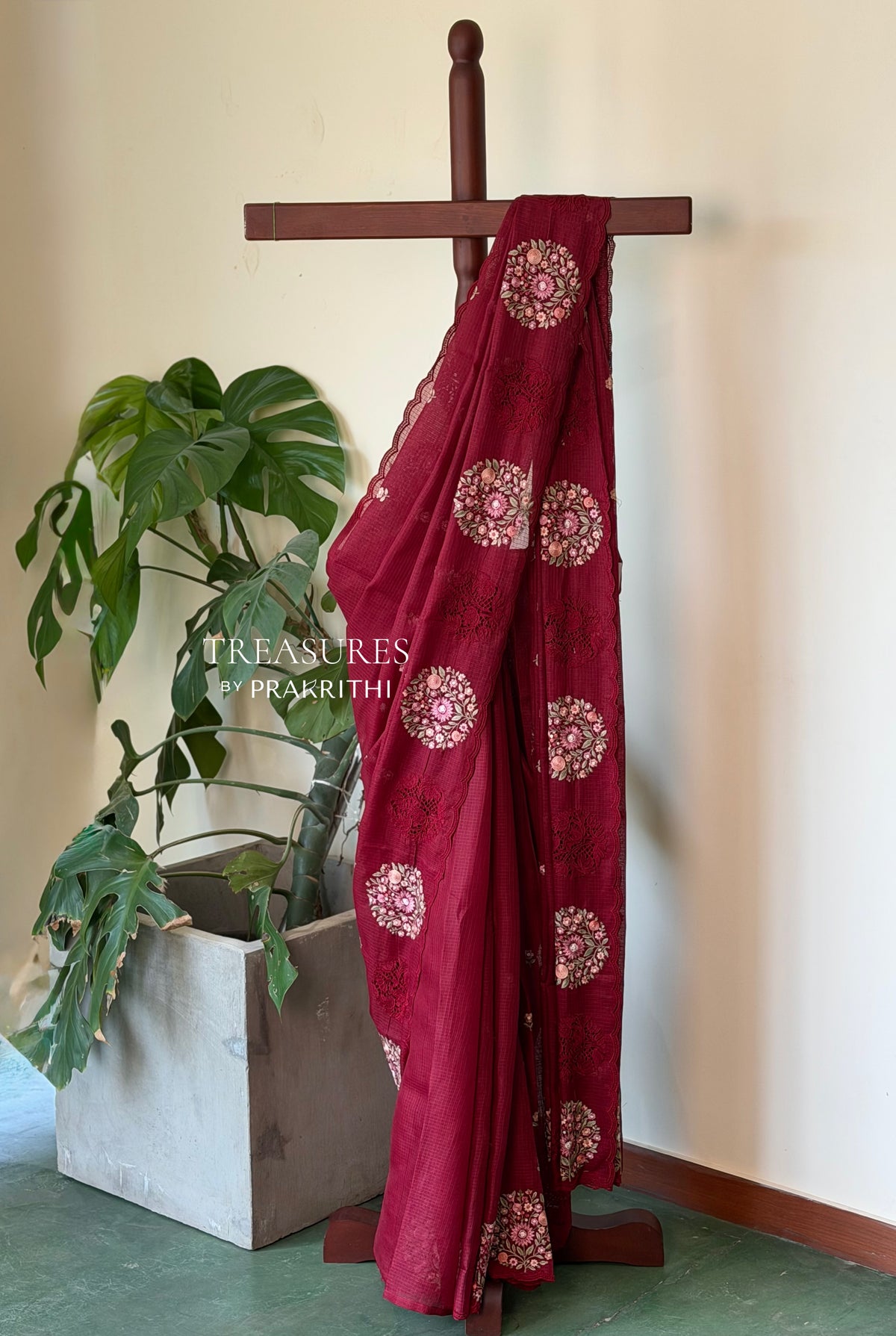 Maroon silk kotta saree saree- PBR6