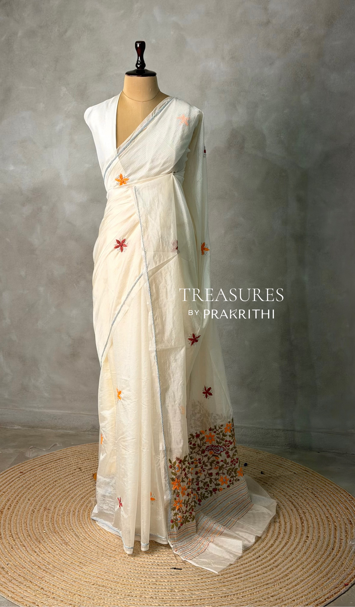 Offwhite Silk kotta saree saree- PBR8D