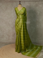 Olive Green Tusser silk saree -SOT9