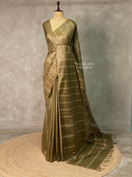 Moss green Tusser silk saree -SOT11