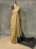 Deep sandal and Ash Tusser silk saree -SOT17