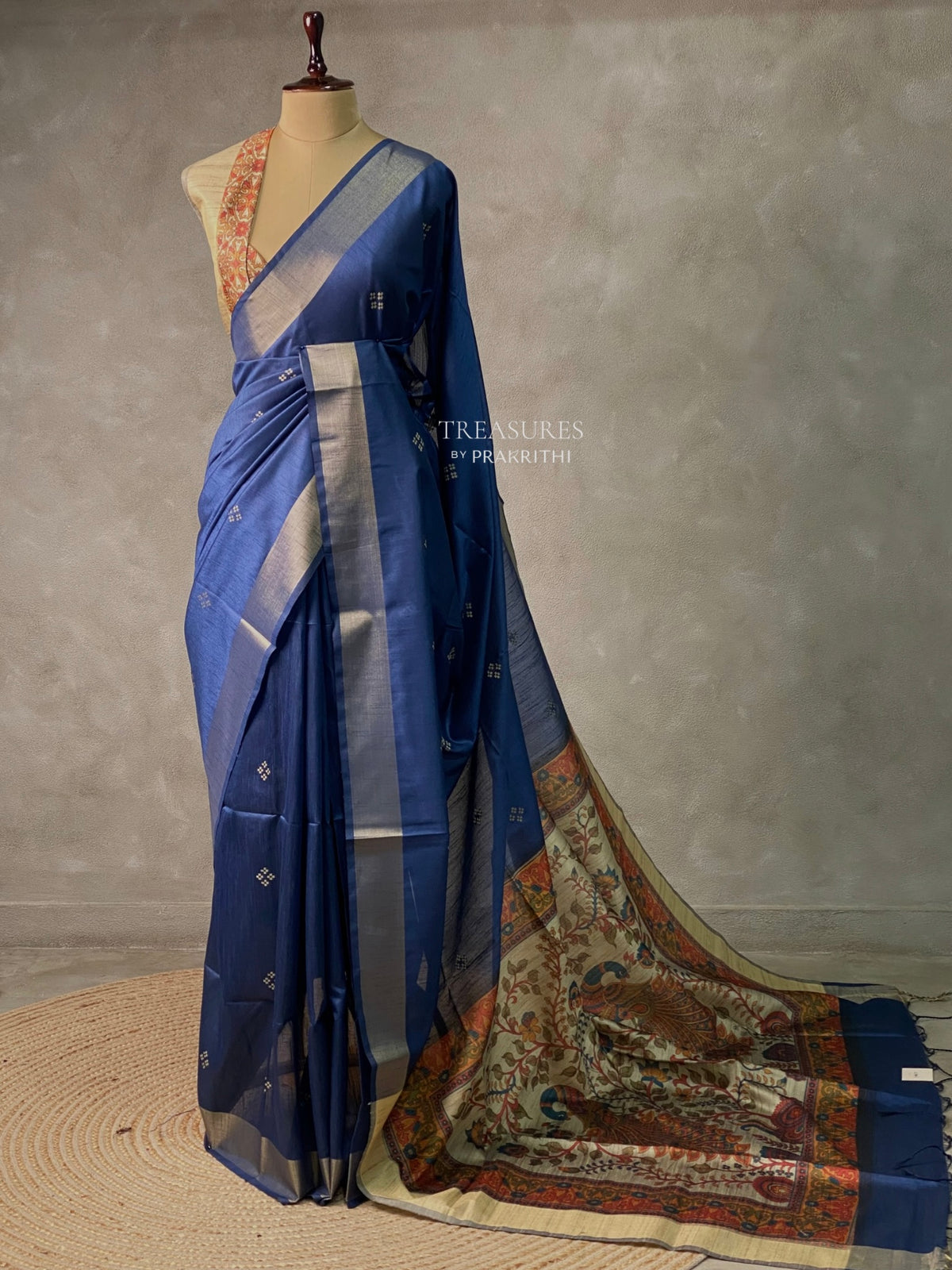 Blue Chanderi cotton silksaree -KRUPB2