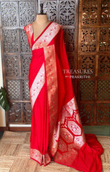 Red banarasi Mashru silk Saree - PBRH2