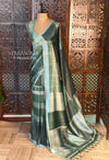 Fern Green tusser saree- PBR31T1