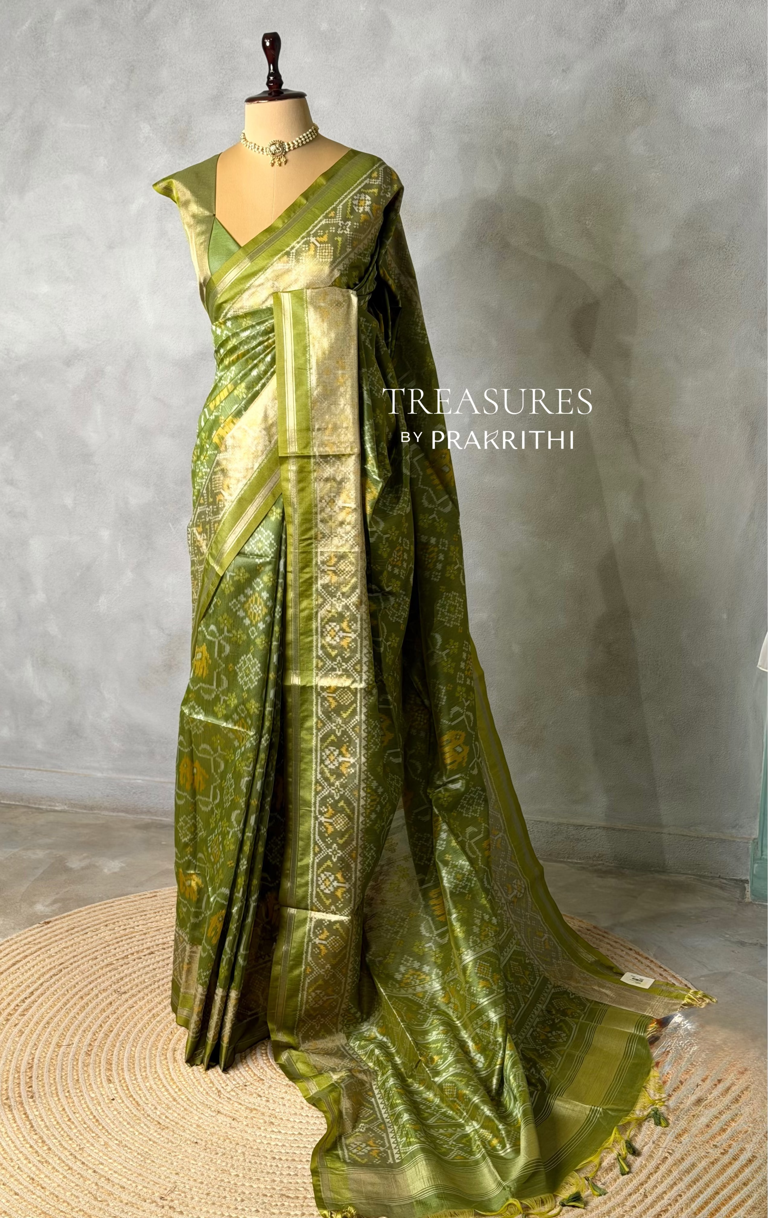 Olive Green silk cotton saree- PBR49