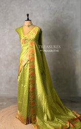 Olive Green silk cotton saree- PBR49A