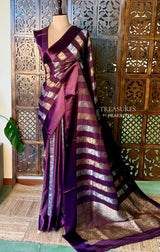 Deep wine Banarasi Crape silk saree - PBRHC3