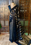 Black Banarasi Crape silk saree - PBRHC5