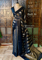 Black Banarasi Crape silk saree - PBRHC5