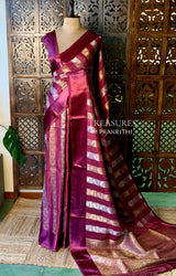 wine Banarasi Crape silk saree - PBRHC6