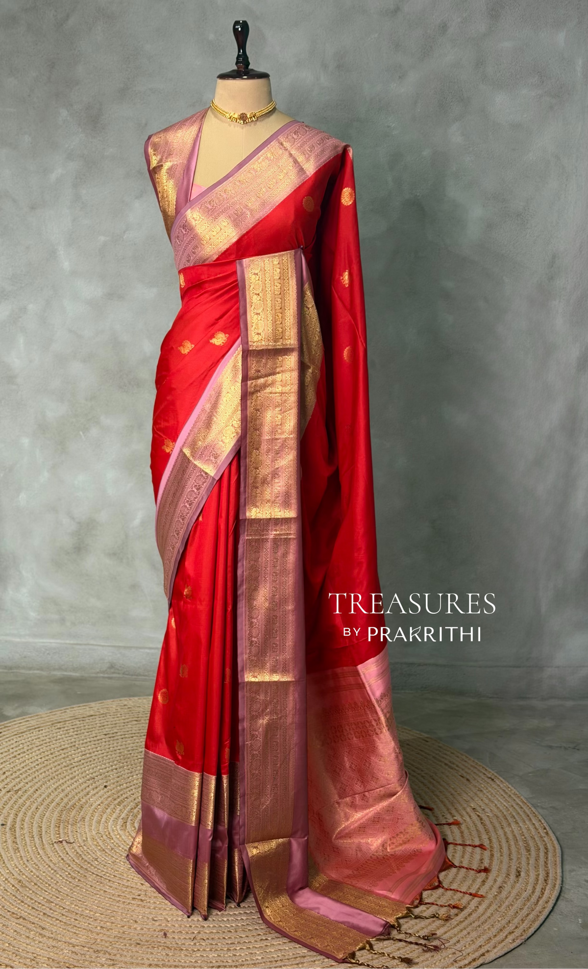 Red and mauve Pink silk saree -BSP28E