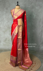 Red and mauve Pink silk saree -BSP28E