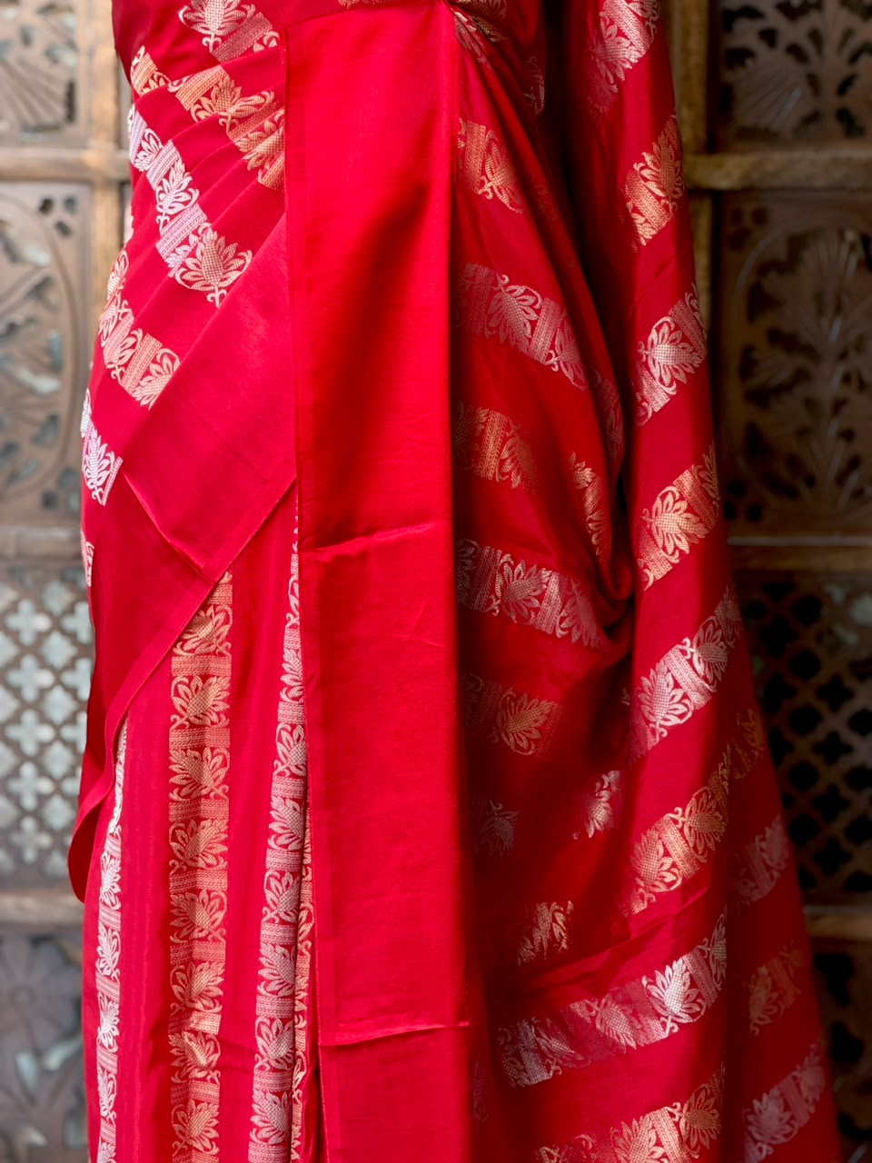Red Banarasi Crape silk saree - PBRHC7