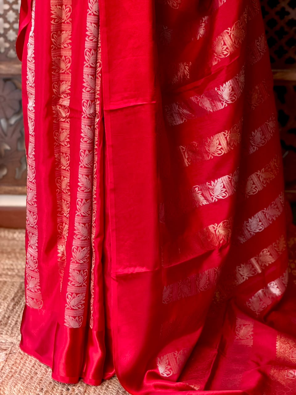 Red Banarasi Crape silk saree - PBRHC7