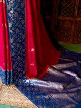 Magenta and blue Banarasi Crape silk saree - PBRHD3