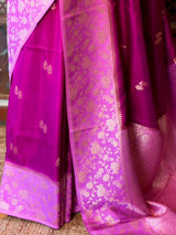Purple and mauve pink Banarasi Crape silk saree - PBRHD4