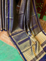 Deep Violet Banarasi Crape silk saree - PBRHE2