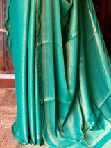 Aqua Blue Banarasi Crape silk saree - PBRHE3