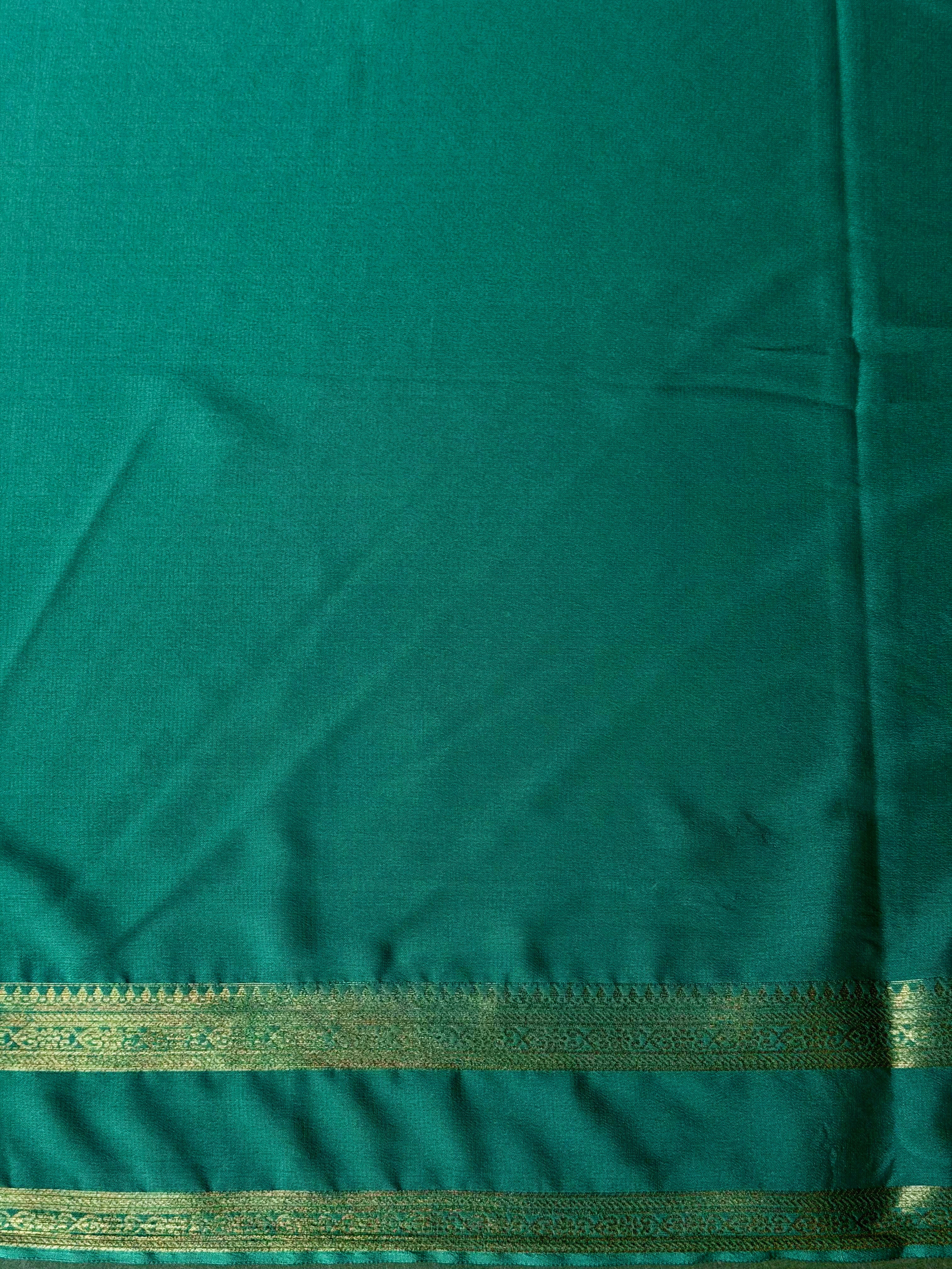 Aqua Blue Banarasi Crape silk saree - PBRHE3
