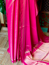 Rani Pink Banarasi Crape silk saree - PBRHE4