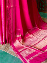 Rani Pink Banarasi Crape silk saree - PBRHE4