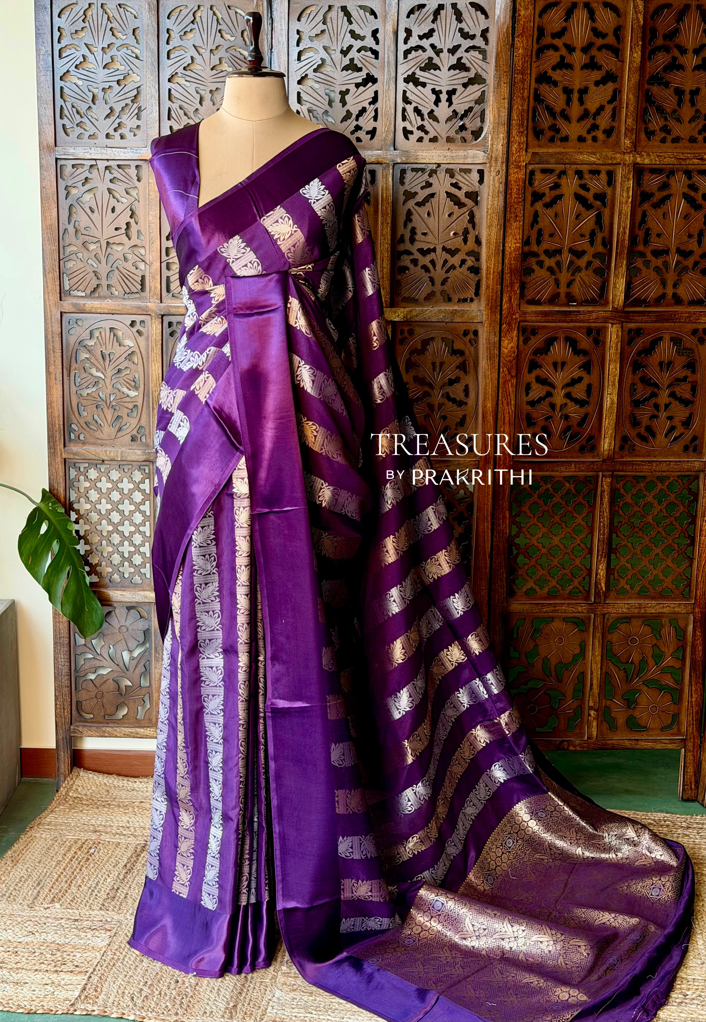 Violet Banarasi Crape silk saree - PBRHC8