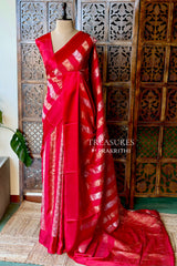 Red Banarasi Crape silk saree - PBRHC7