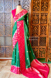 Green and magenta Banarasi Crape silk saree - PBRHD1