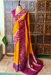 Yellow and Purple Banarasi Crape silk saree - PBRHD2