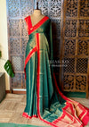 Green and Red Banarasi Crape silk saree - PBRHE1