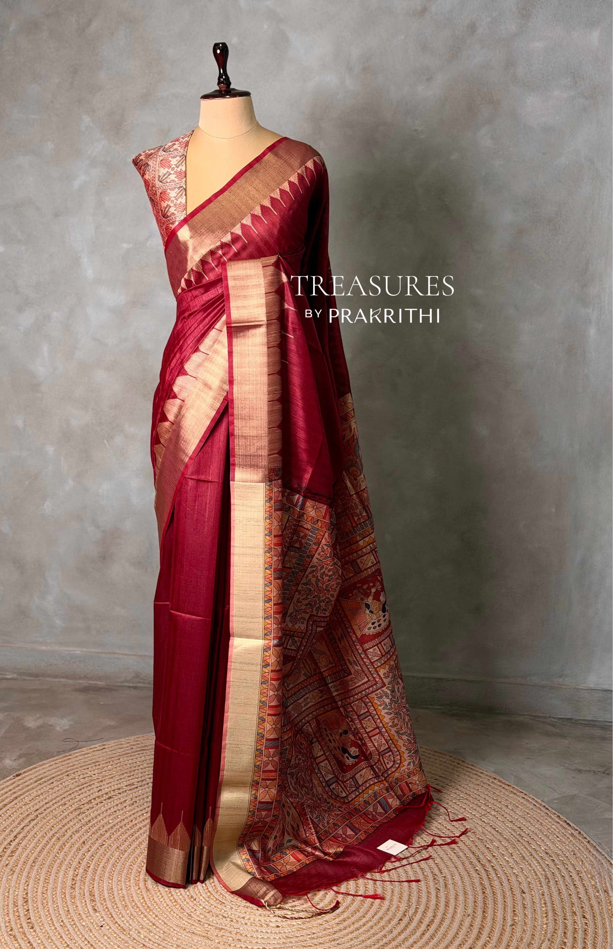 Maroon silk cotton saree- PBR49D