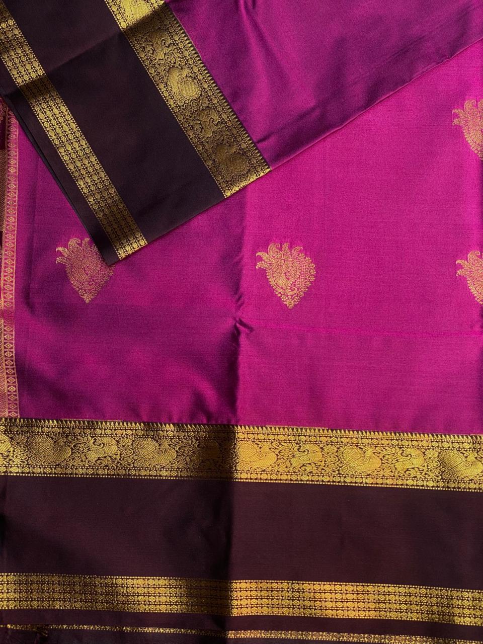 Vadamalli and brown kanchipuram silk saree- PSSR268