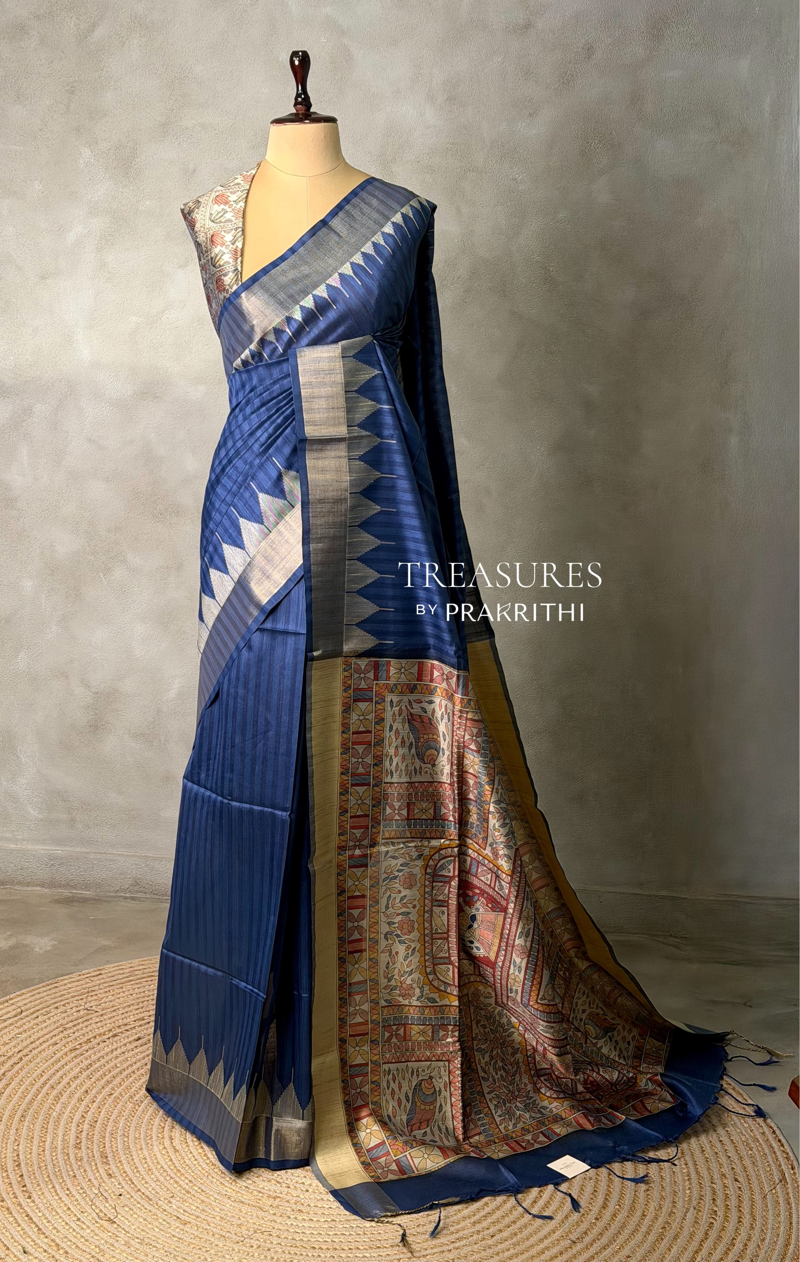 Blue silk cotton saree- PBR49E