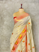 Kerala Tissue saree - LOTUSRED