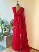 Red Pure Organza sareesaree -PBR11B