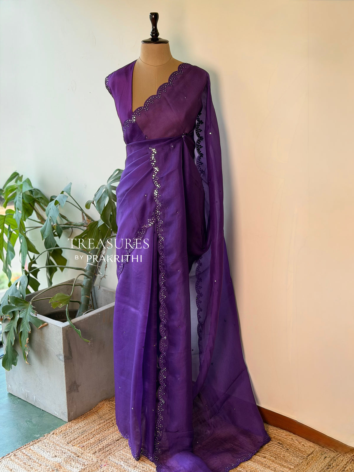 Violet Pure Organza sareesaree -PBR11C