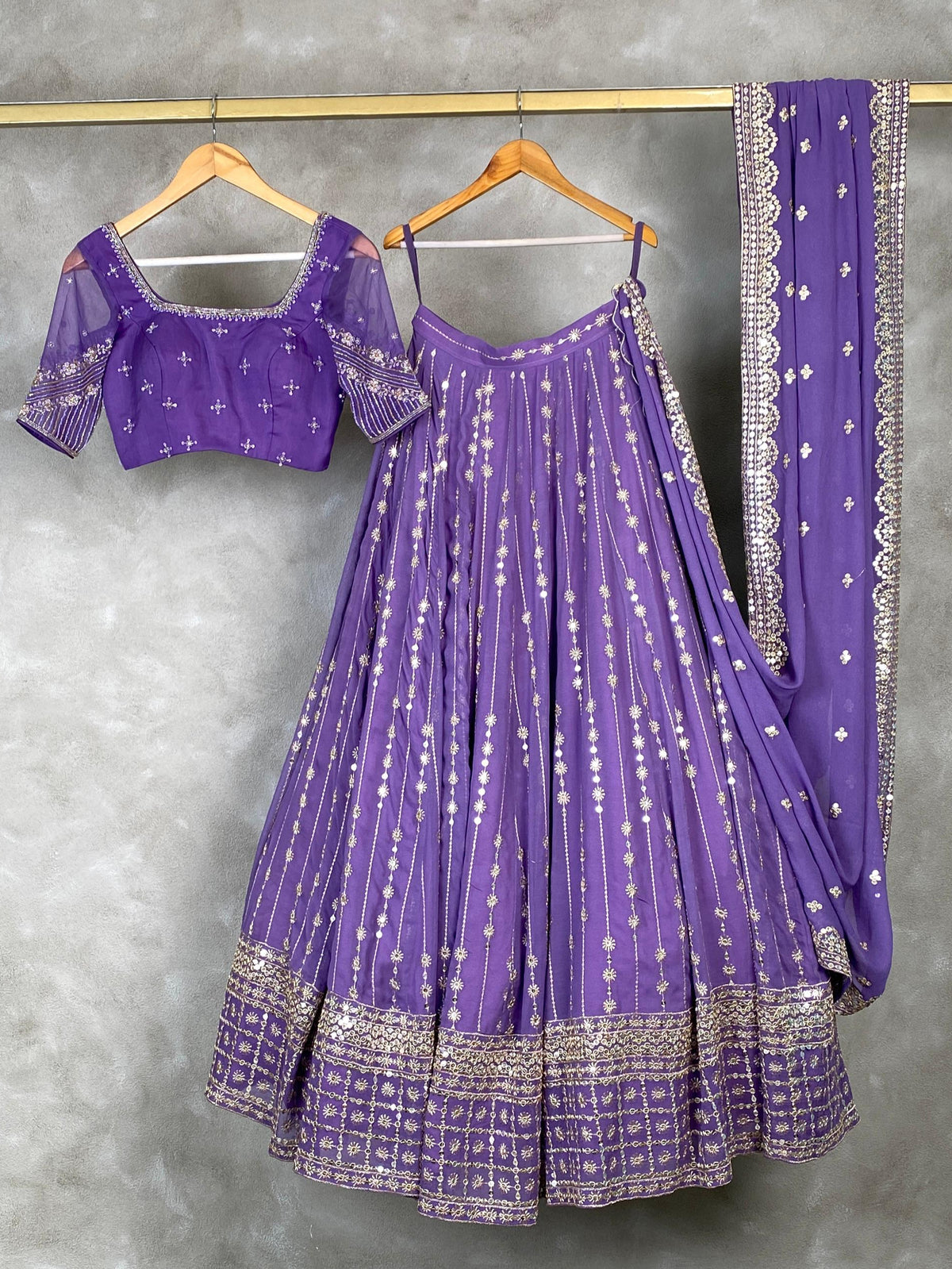 Purple georgette lehenga set -PL08