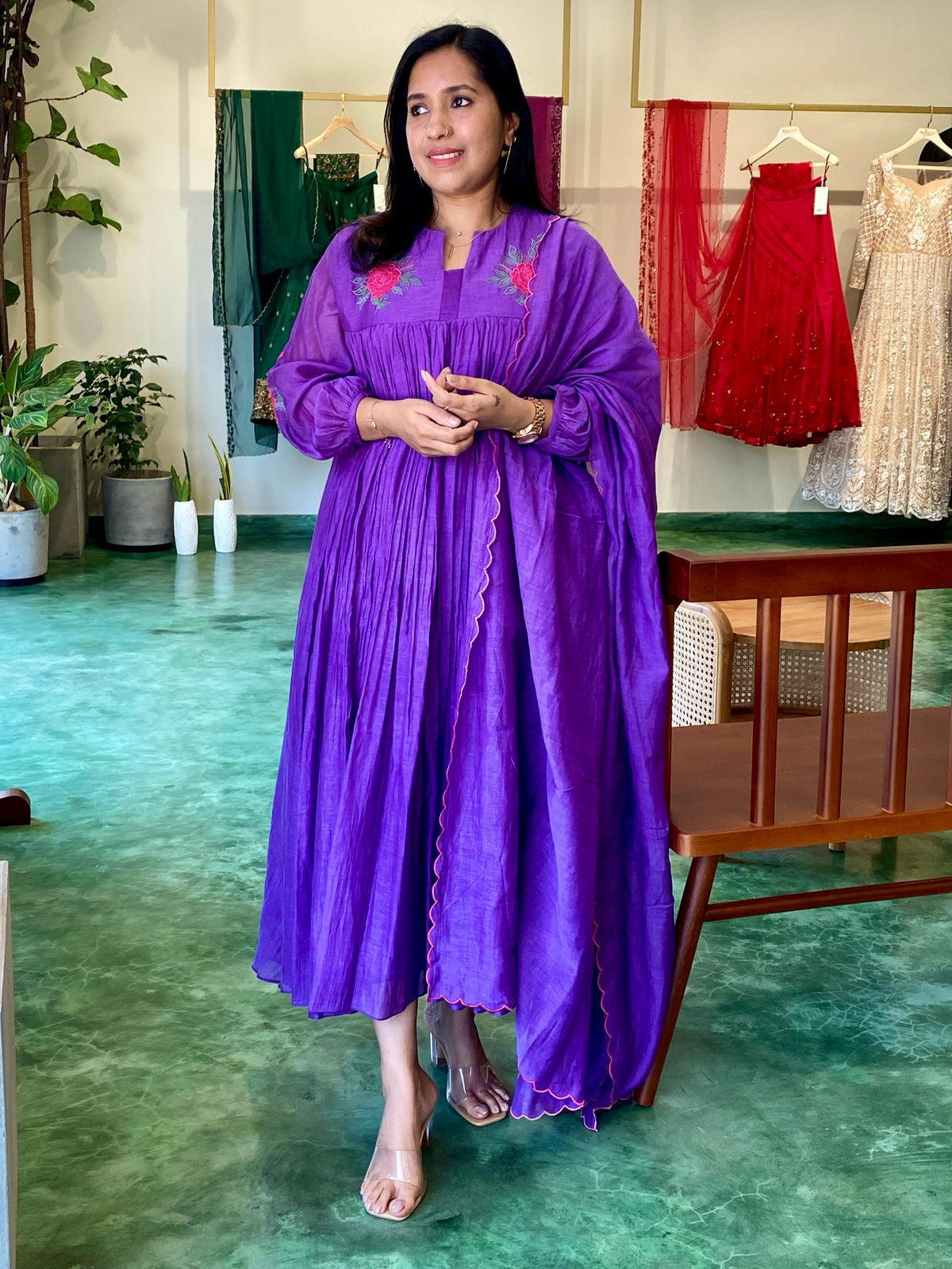 Purple chanderi set - SLN09