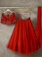 Burnt orange net lehenga - PL07