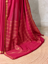 Dark Pink Semi Mysore crepe Silk Saree - PBRMJ6E