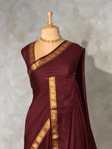 Coffee brown Semi Mysore crepe Silk Saree - PBRMJ6A