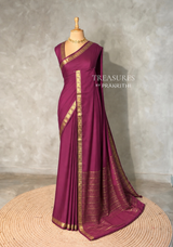 Wine Semi Mysore crepe Silk Saree - PBRMJ6C