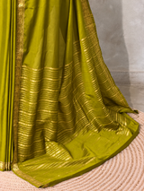 Light Olive Green Semi Mysore crepe Silk Saree - PBRMJ6D