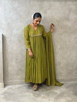 Green crepe silk salwar set - SLN06