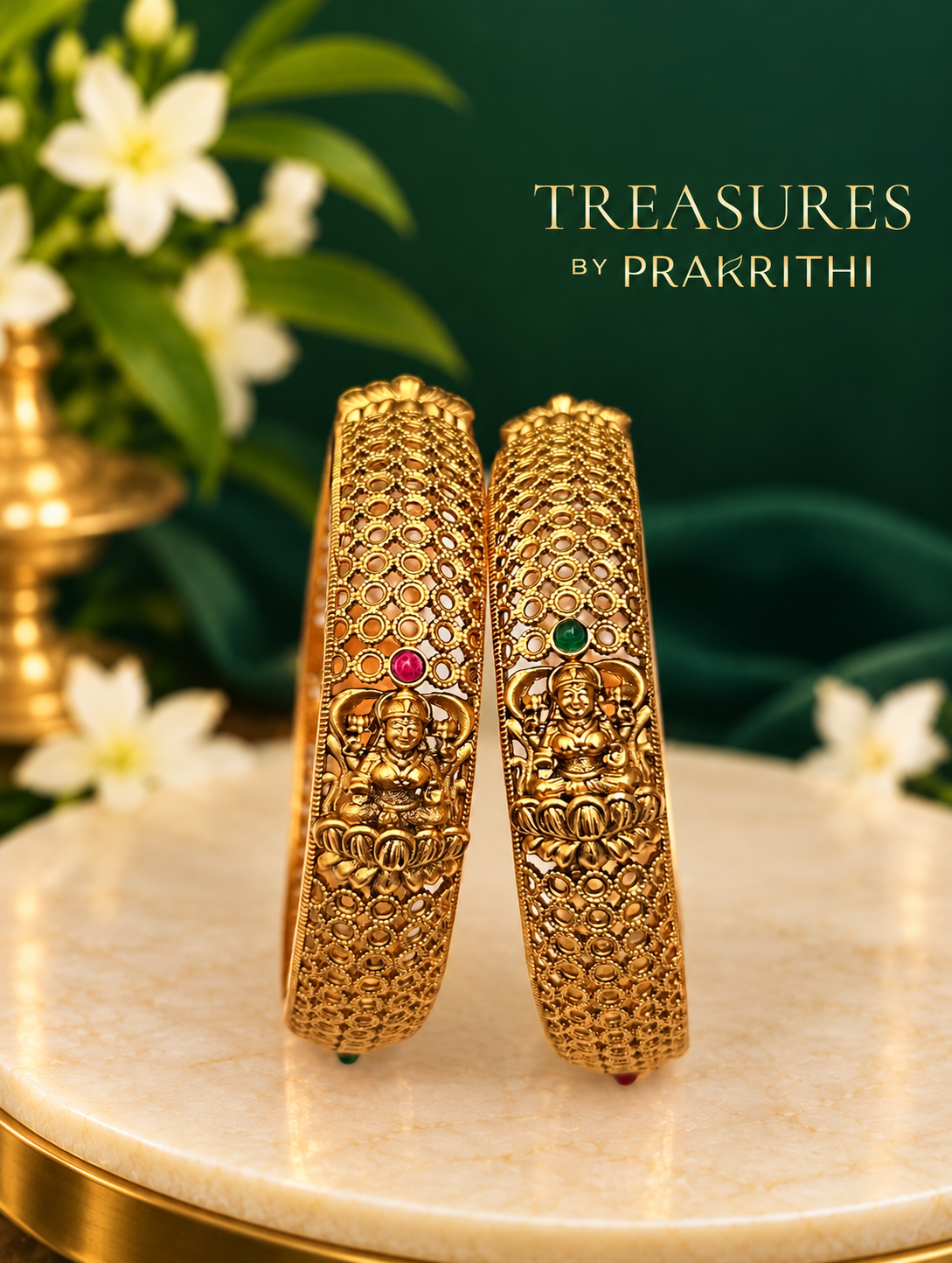 Traditional gold bangle set of 2 bangles- JBN13
