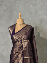 Navy Blue Brocade banarasi saree -MPSB50E
