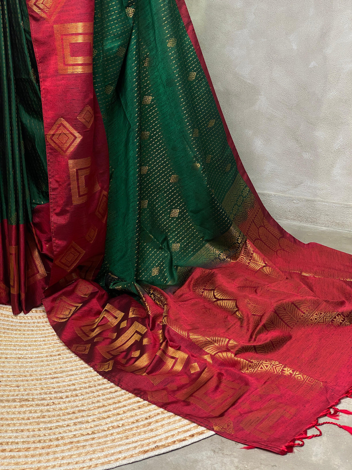 Green and maroon soft silk saree - PSS073A
